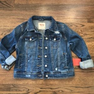 Distressed jean jacket